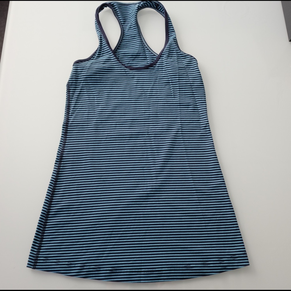 lululemon athletica Blue and Black Striped Racerback Tank